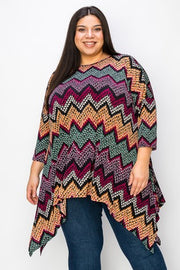 1-29 PQ {You Deserve It All} Wine Zig Zag Asymmetrical Top EXTENDED PLUS SIZE 3X 4X 5X