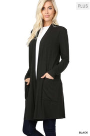 63 OT {Worth A Mention} Black Cardigan w/Pockets PLUS SIZE 1X 2X 3X