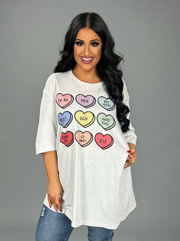 26 GT {Hard Pass} Grey Heart Print Graphic Tee PLUS SIZE 3X