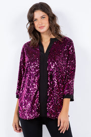 16 SD {Curvy Jewel} Black/Purple Sequins Top PLUS SIZE 1X 2X 3X