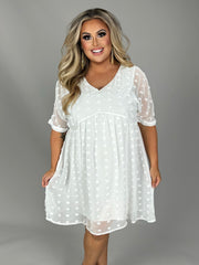 47 SD {Always Iconic} White Swiss Dot Lined Dress PLUS SIZE 1X 2X 3X