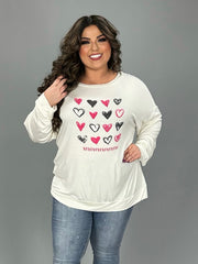 89 GT-C {Even Sweeter} Ivory Heart XOXO Top PLUS SIZE 1X 2X 3X