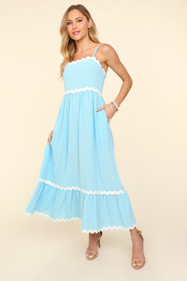 LD-P {Redefining Grace} Sky Blue Maxi Dress w/ White Trim PLUS SIZE 1X 2X 3X