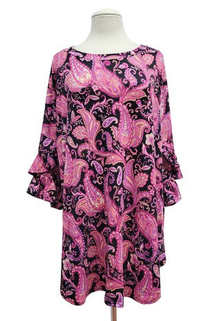 SALE! 71 PQ {Just A Theory} Black/Pink Paisley Print Top EXTENDED PLUS SIZE 4X 5X 6X