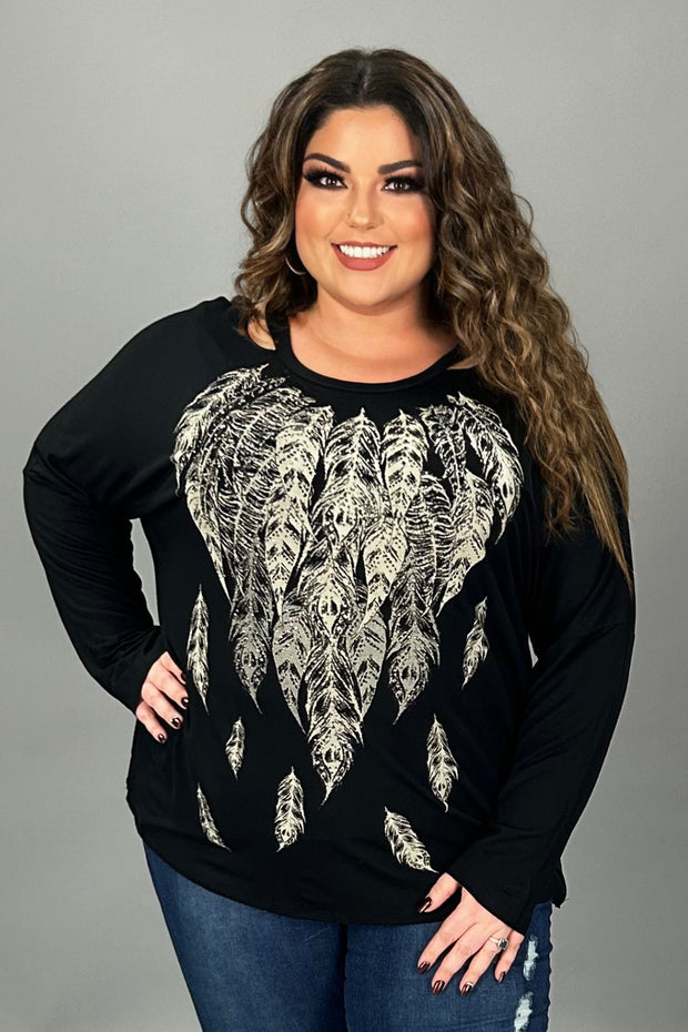 38 GT {Feather Drop} VOCAL Black Cut Out Graphic Tee PLUS SIZE XL 2X 3X