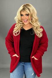 SALE!! 57 OT-M {Leading Lady} BURGUNDY Waffle Knit Cardigan PLUS SIZE 1X 2X 3X