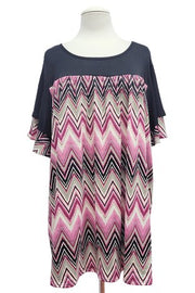 59 CP {Nothing Changes} Black Magenta Print Top EXTENDED PLUS SIZE 1X 2X 3X 4X 5X 6X