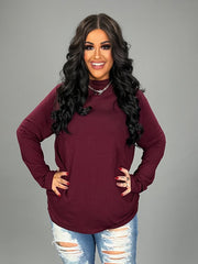 SALE! SLS-Y {Helen Of Troy} Burgundy Turtleneck Long Sleeved