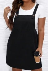 40 RP {Single & Sweet} Black Button Straps Overall Dress PLUS SIZE 3X