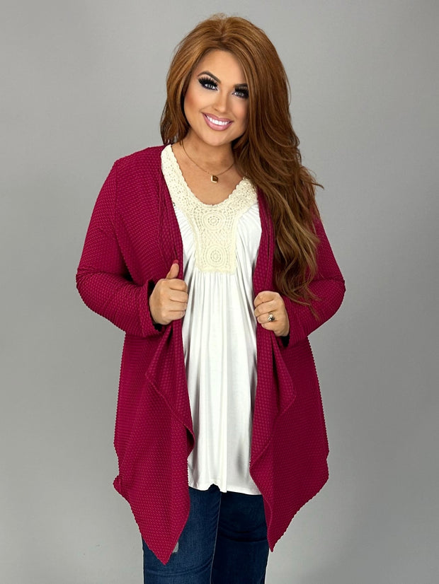 1-22 OT-B {Playful Playlist} Magenta Cardigan PLUS SIZE XL 2X 3X