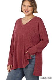 SALE!! 91 SLS {All On You} Dk. Burgundy Melange Jacquard Top PLUS SIZE 1X 2X 3X