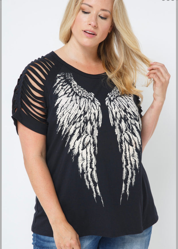 New Vocal Apparel Womens Plus Size Crystal Embellished Black Turquoise  Cross Angel Wings Whipstitch Tank Top Shirt 1x 2x 3x Usa 