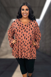 1-20 PLS  {Desert Shade} Rust Catcus Print Lined Top PLUS SIZE 3X