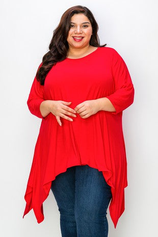 SALE! 27 SQ {Change Your Mind} Candy Apple Red Asymmetrical Top EXTENDED PLUS SIZE 3X 4X 5X