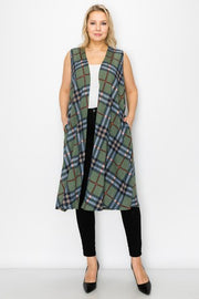 1-72 OT {The Town Beauty} CURVY BRAND Olive Plaid Vest PLUS SIZE 1X 2X 3X