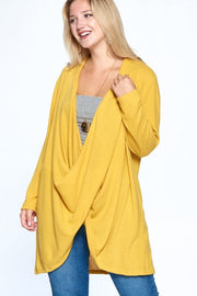 1- 46 SLS {Downtown Dates} Mustard Draped Neckline Tunic PLUS SIZE 1X 2X 3X