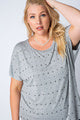 44 SD {Vocal Tough} VOCAL Heather Grey Top w/ Stud Detail