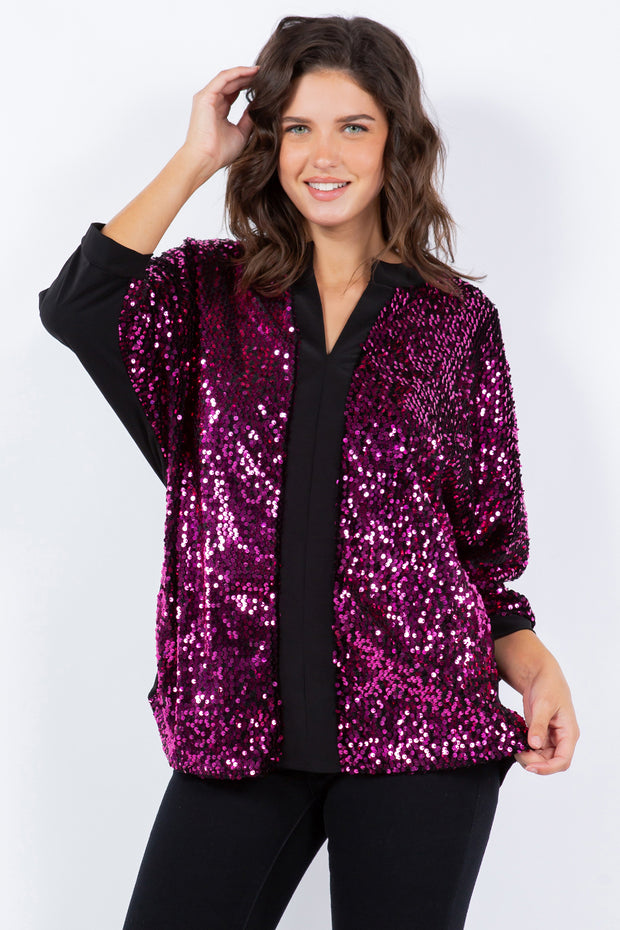 Purple sequin top plus size on sale