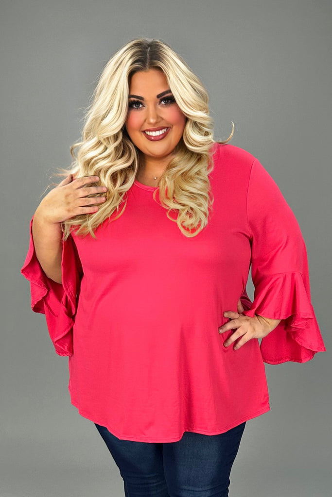 26 PQ {Easy To Believe} Black V-Neck Top w/Ivory/Fuchsia Dots EXTENDED PLUS  SIZE 3X4X 5X