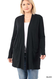 1-44 OT {All At Once} Black Cardigan w/Front Pockets PLUS SIZE 1X 2X 3X