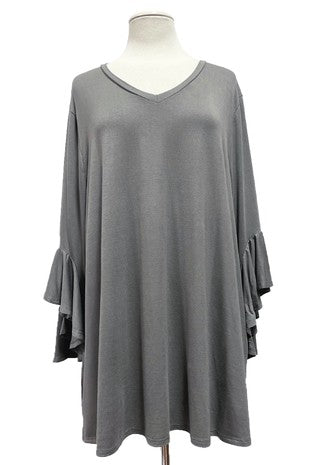 41 SQ {Have It My Way} Grey V-Neck Top PLUS SIZE 1X 2X 3X