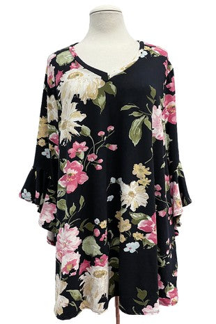 36 PQ {Better Than Never} Black Floral V-Neck Top EXTENDED PLUS SIZE 4X 5X 6X