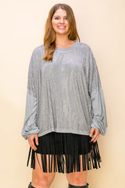 SALE!! 45  SD [Twilight Sparkles} VOCAL Gray Front Studded Top PLUS SIZE 1X 2X 3X