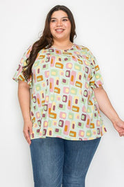 21 PSS {Compelling Charm} Mint Print Top EXTENDED PLUS SIZE 4X 5X 6X