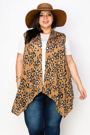 45 OT [Tame my Heart} Taupe & Black Animal Print Vest EXTENDED PLUS SIZE 3X 4X 5X