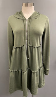 82 OT {Love Yourself First} Olive Tiered Zip Up Hooded Jacket PLUS SIZE 1X 2X 3X