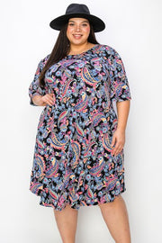 16 PSS {Discreet Dazzle} Black Paisley Print Dress EXTENDED PLUS SIZE 3X 4X 5X