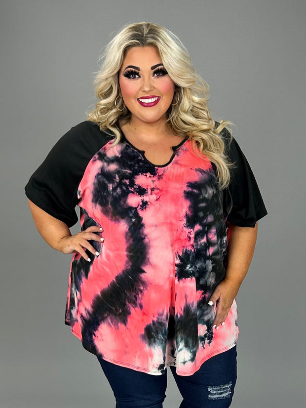 Buttery Smooth Coral Tie Dye Extra Plus Size Leggings - 3X-5X