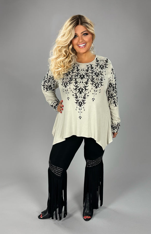 31 SD {Ready To Sparkle} VOCAL Stone Grey Top w/ Rhinestone Design PLUS SIZE 1X 2X 3X