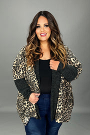 54 OT {Twist Of Fate} Brown Leopard Print Cardigan PLUS SIZE 1X 2X 3X