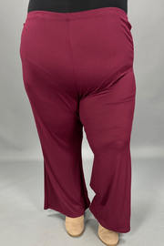 BT-Y {Graceful Appearance} Burgundy Wide Leg Pants CURVY RAND!!! EXTENDED PLUS SIZE XL 2X 3X 4X 5X 6X (May Size Down 1 Size)