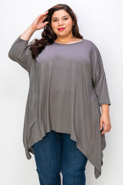 SALE! 26 SQ {Change Your Mind} Grey Asymmetrical Top EXTENDED PLUS SIZE 3X 4X 5X