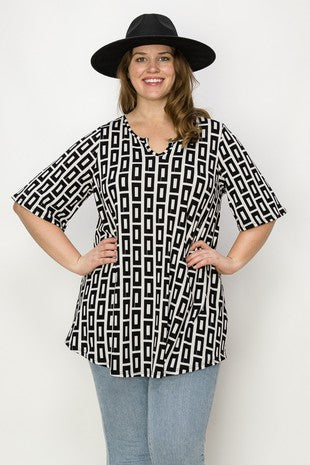 15 PSS-E {Rock Your Curvy} Black Floral Criss-Cross Tunic CURVY BRAND!!!  EXTENDED PLUS SIZE 4X 5X 6X