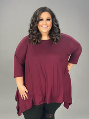 1-25 SQ {Change Your Mind} Wine Asymmetrical Top EXTENDED PLUS SIZE 3X 4X 5X