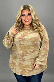 SALE!! 17 PLS {In My Sights} Mustard Camo Print Top EXTENDED PLUS SIZE 3X 4X 5X