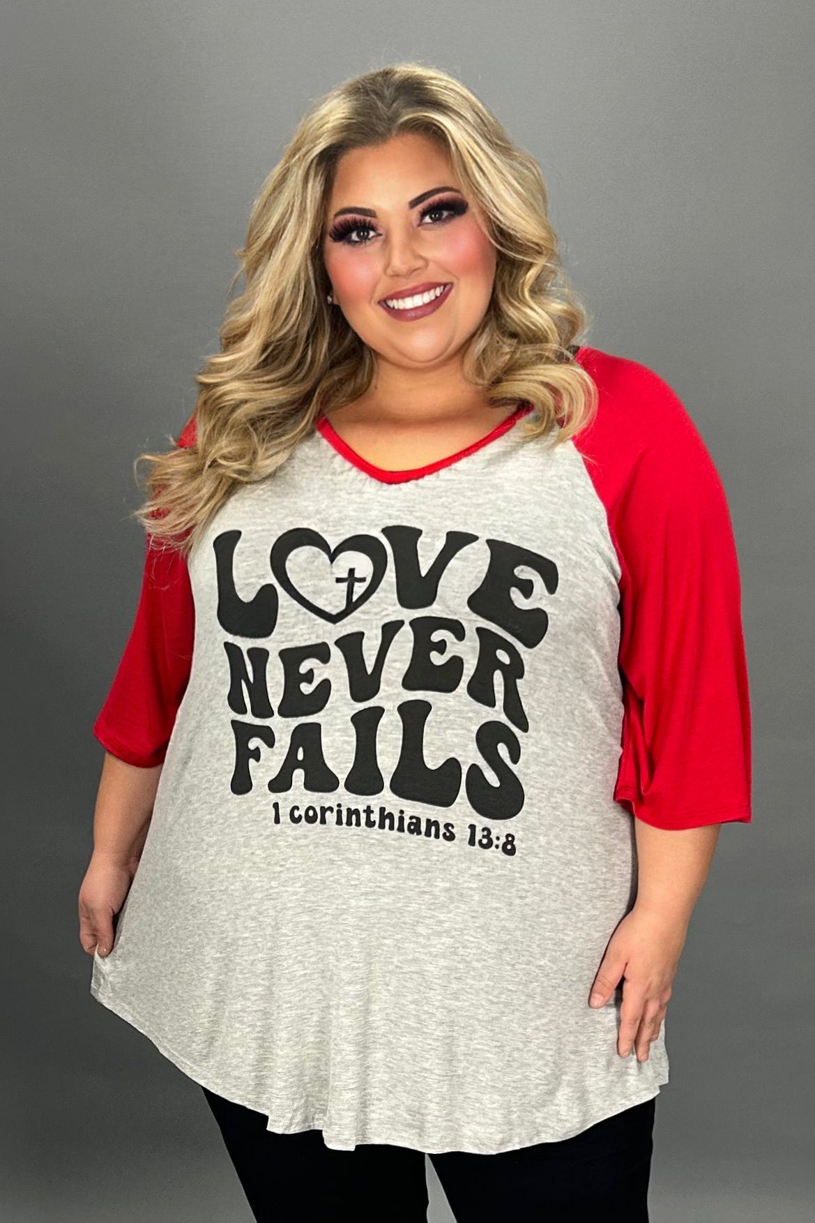 Love Never Fails Premium Heather Gray Graphic Tee - A2822PHG 2XLarge