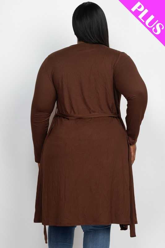 91 OT {Well Aware} Brown Front Tie Cardigan PLUS SIZE 1X 2X 3X