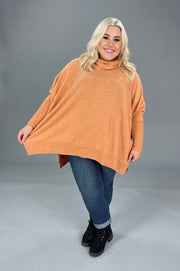 SALE!! 38 SLS-B {Cozy Feelings} Pumpkin Cowl Neck Fleece Top PLUS SIZE XL 2X 3X