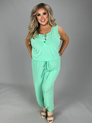 LD-D {Destined to Impress} Mint Sleeveless Romper PLUS SIZE 1X 2X 3X