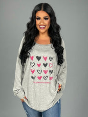 SALE!! 89 GT-A {Even Sweeter} Grey Heart XOXO Top  PLUS SIZE 1X 2X 3X