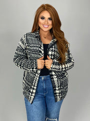 SALE! 26 OT-C {Smooth Moves}  Black White Printed Jacket PLUS SIZE XL 2X 3X