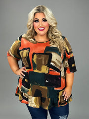 SALE! 20 PSS {Good Time Feels} Multi-Color Print Ruffle Hem Top EXTENDED PLUS SIZE 4X 5X 6X