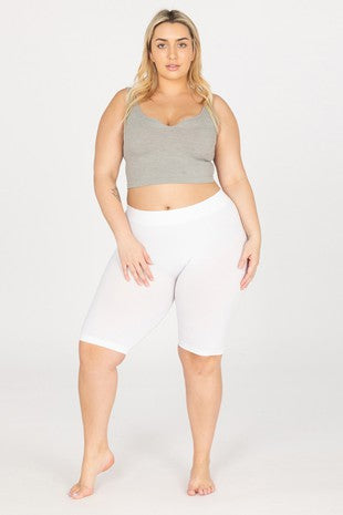 LEG-78 {Bet On Yourself} White Shaper Shorts  PLUS SIZE