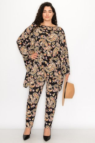 SALE!! 22 SET {Love Tokens} Black Paisley Print Pant Set PLUS SIZE 3X 4X 5X