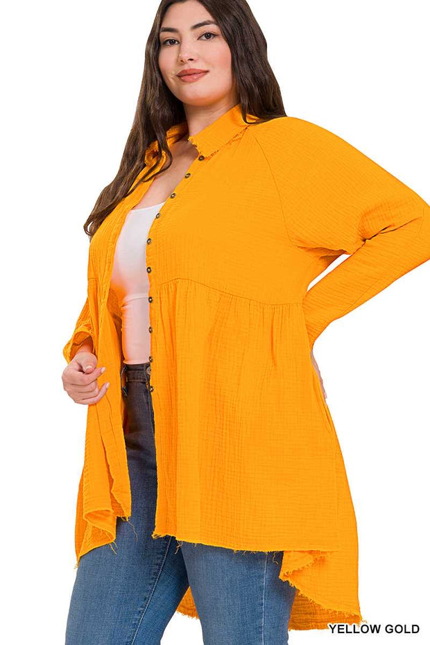 20 SLS {Fun And Done} Yellow Gold Peplum Top PLUS SIZE 1X 2X 3X