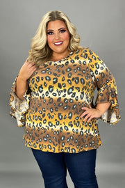 SALE! 51 PQ {Hang Onto Love} Brown/Mint Leopard Print Top EXTENDED PLUS SIZE 4X 5X 6X